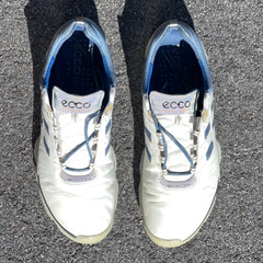 Men’s Ecco Biom Cleated Golf Shoe 46EU •White/Blue• Hydromax Yak Leather