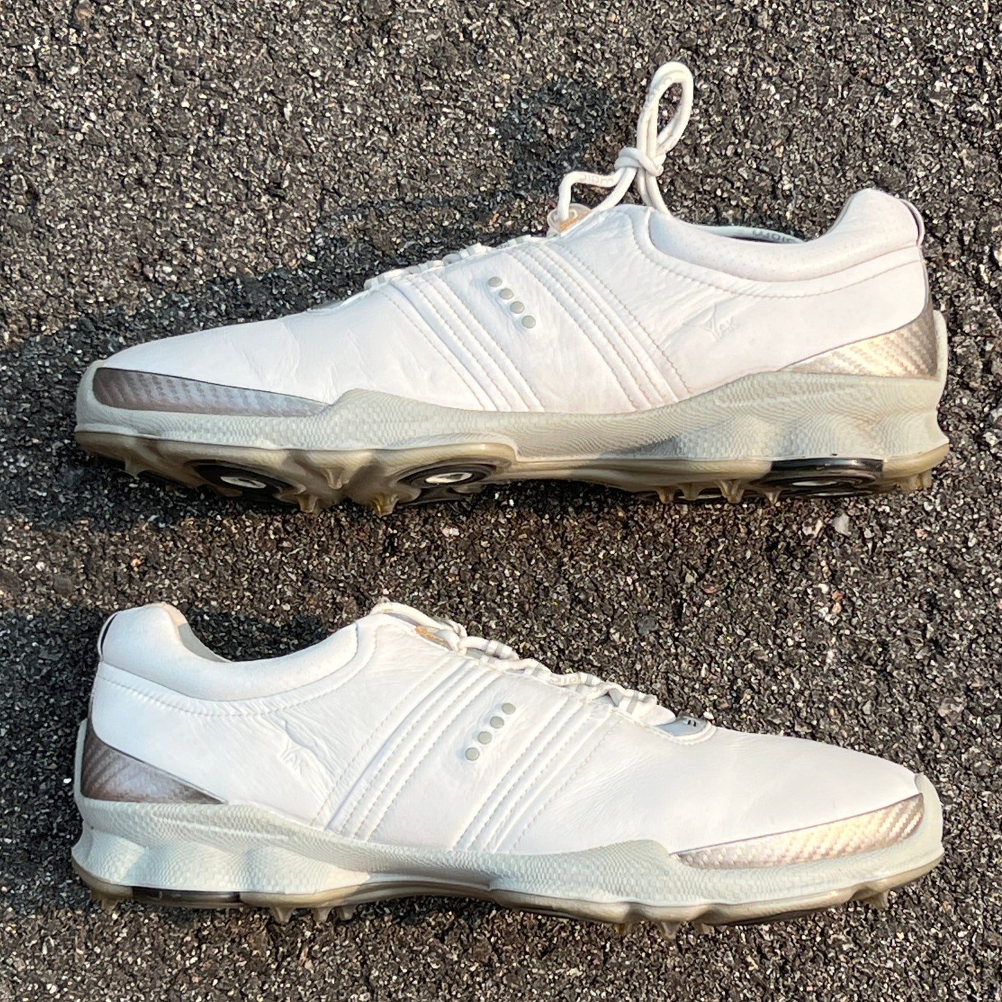 Men’s Ecco Biom Cleated Golf Shoe 46EU• White/Grey • Hydromax Yak Leather