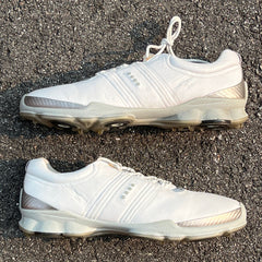 Men’s Ecco Biom Cleated Golf Shoe 46EU• White/Grey • Hydromax Yak Leather