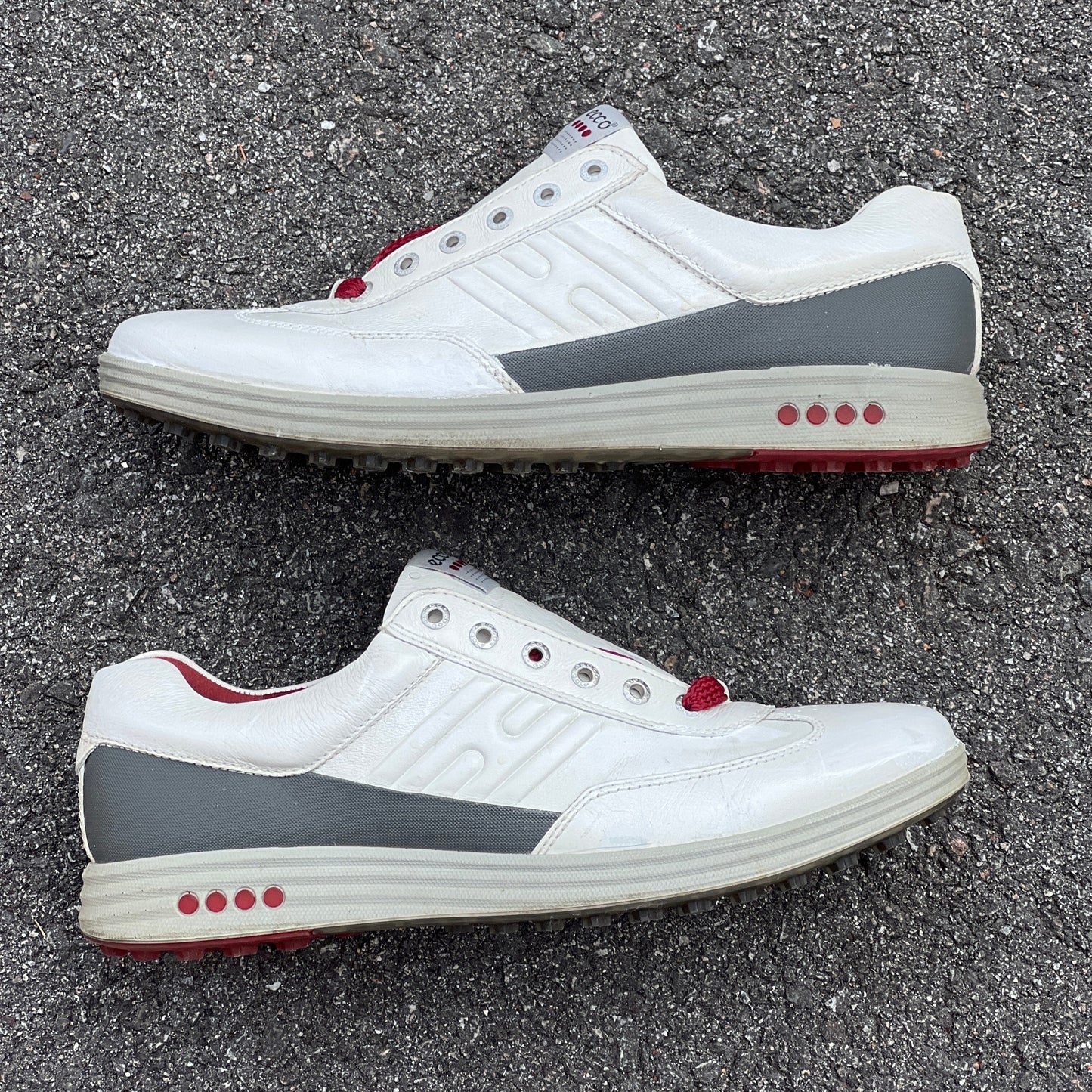Men’s Ecco Premier Cleat-less Golf Shoe 45EU •White/ Grey• Hydromax Leather