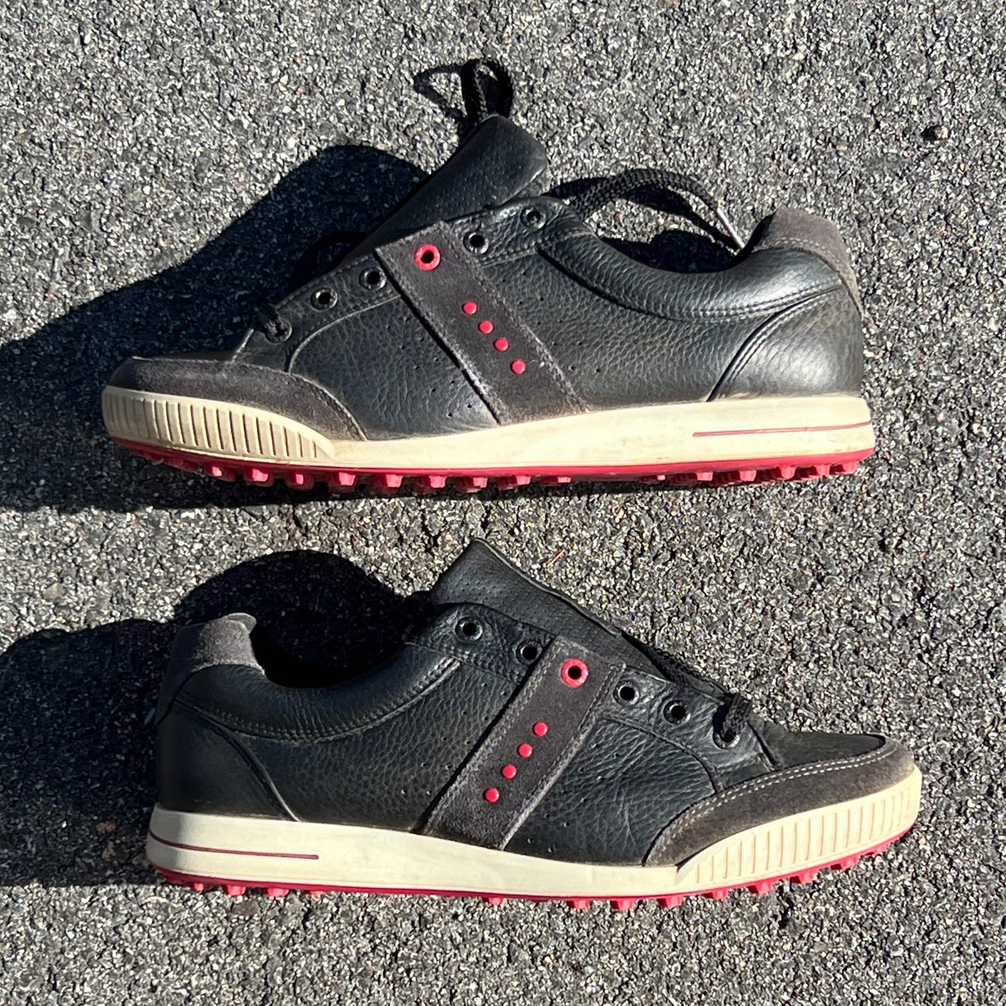 Men’s Ecco Street Premier Cleat-less Golf Shoe 43EU •Black/Red• Leather