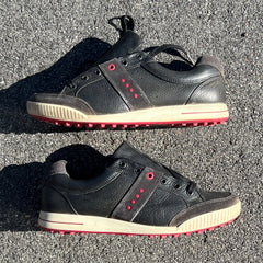 Men’s Ecco Street Premier Cleat-less Golf Shoe 43EU •Black/Red• Leather