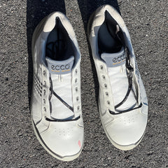 Men’s Ecco Biom Cleat-less Golf Shoe 46EU • White/ Black Hydromax Yak Leather