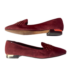 Woman’s Isola •Donna• Suede Smoking Shoe 10M Maroon Suede Leather