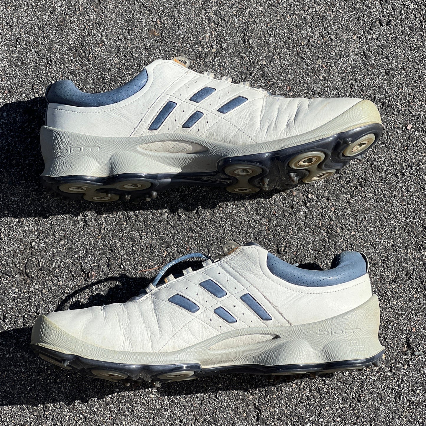 Men’s Ecco Biom Cleated Golf Shoe 46EU •White/Blue• Hydromax Yak Leather