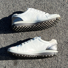Men’s Ecco Biom Cleat-less Golf Shoe 46EU • White/ Black Hydromax Yak Leather