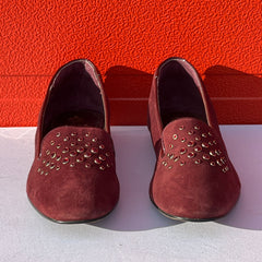 Woman’s Isola •Donna• Suede Smoking Shoe 10M Maroon Suede Leather