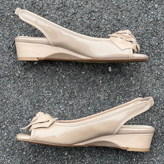 Women’s Taryn Rose •Karols• Peep-toe Sling-back 6M Nutmeg Patent Leather