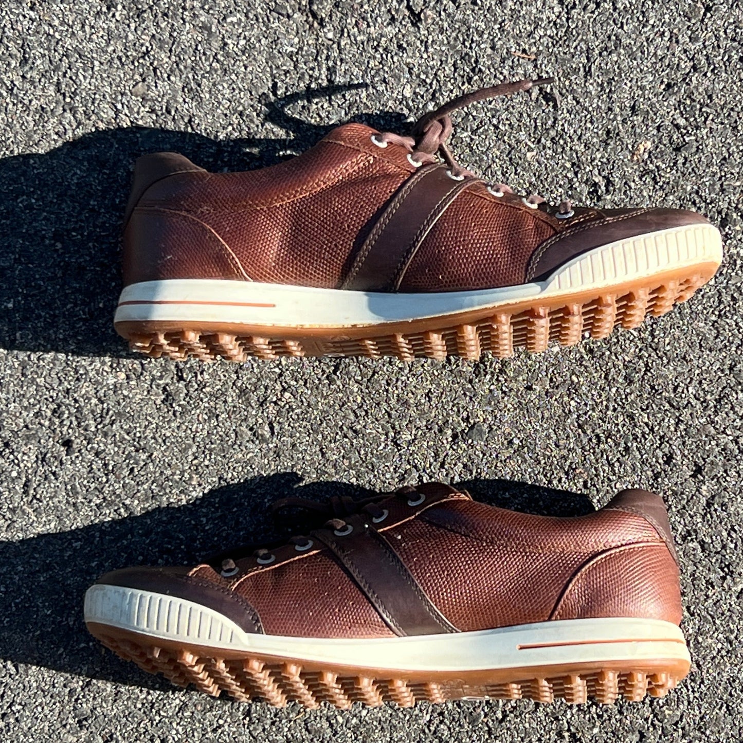 Men’s Ecco Street Premier Cleat-less Golf Shoe 46EU • Brown Reptile Embossed Hydromax Leather
