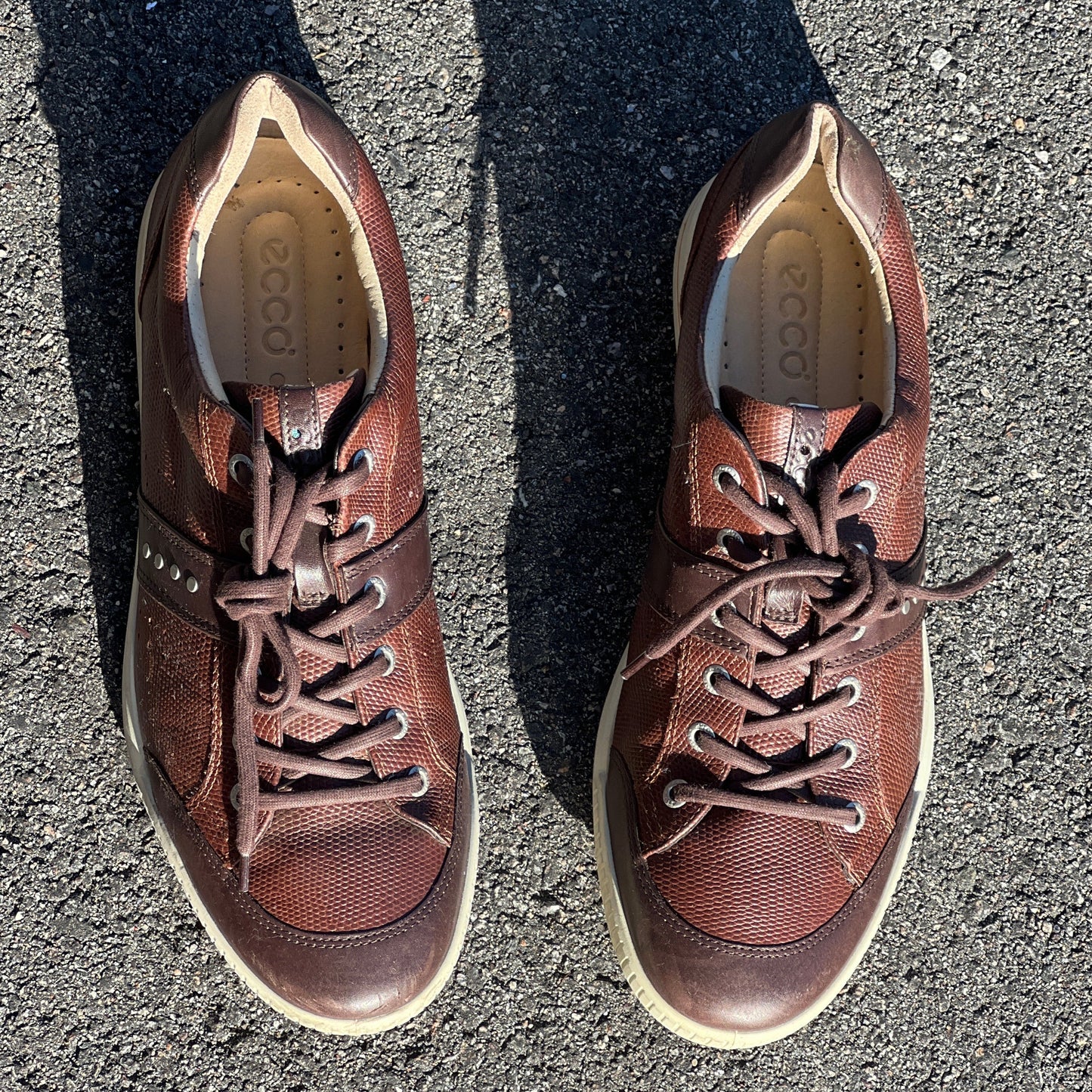Men’s Ecco Street Premier Cleat-less Golf Shoe 46EU • Brown Reptile Embossed Hydromax Leather