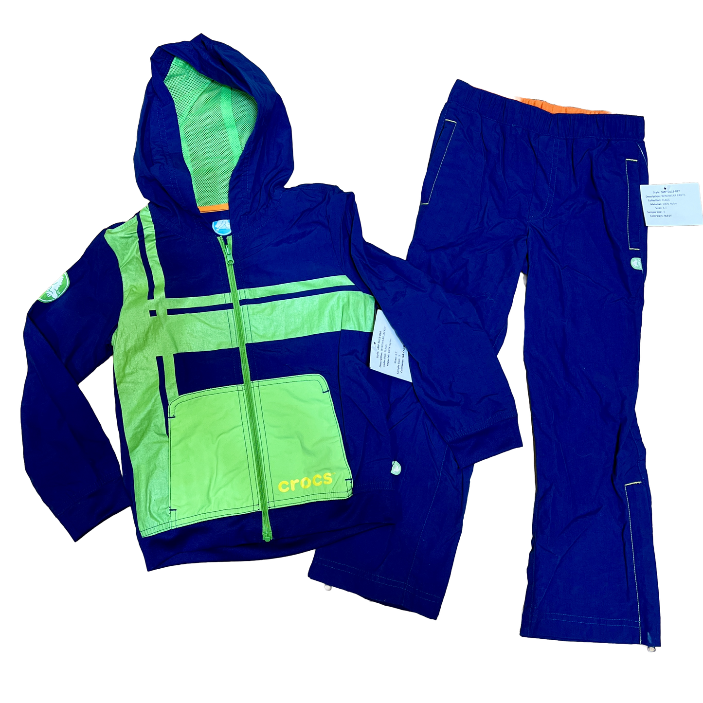 Children's •Crocs• Nylon Windwear Hooded Jacket and Pant Set Navy - Size 5