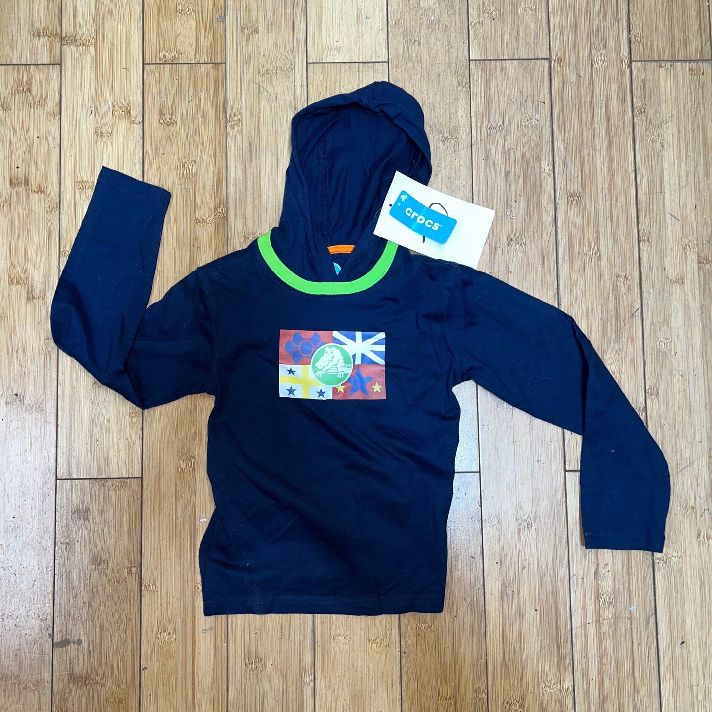 Children's Crocs L/S Hooded Tee - Size 5 Navy