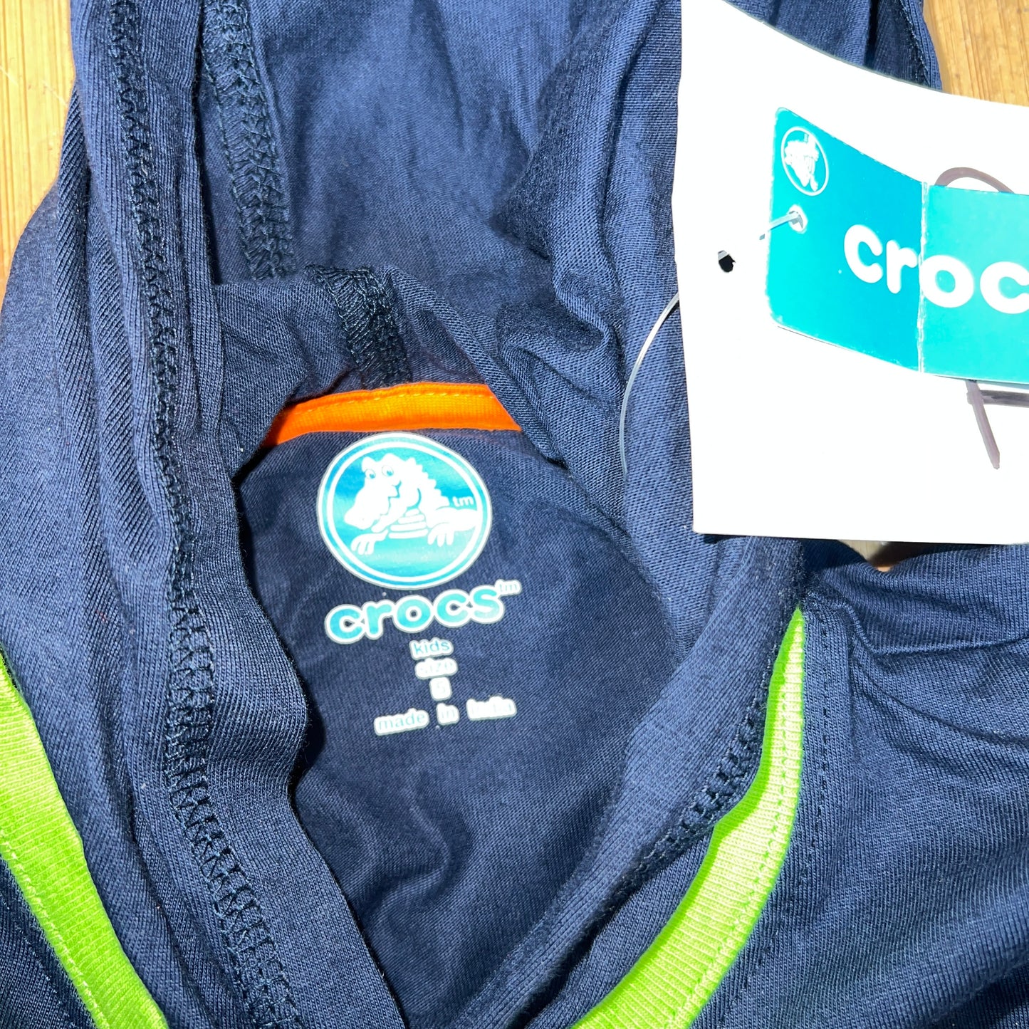 Children's Crocs L/S Hooded Tee - Size 5 Navy