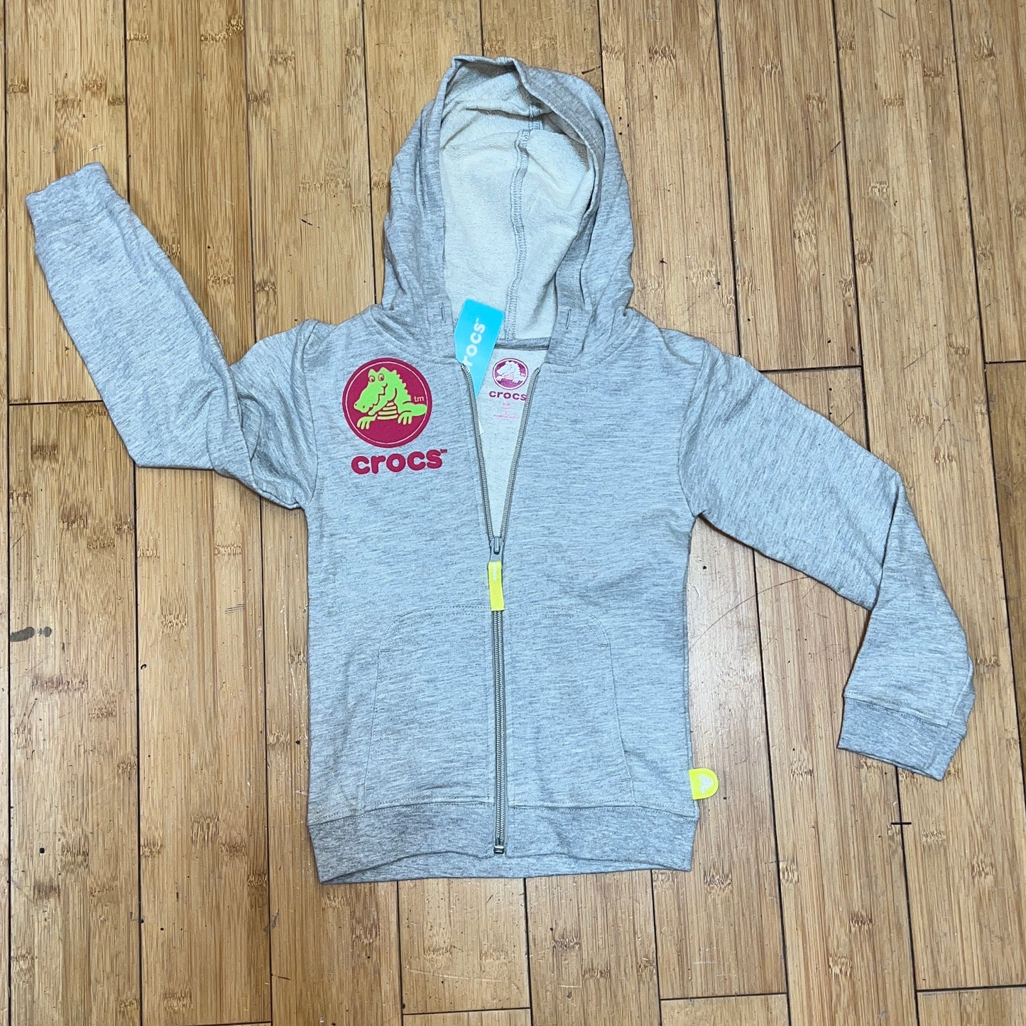 Children's Crocs Logo French Terry Full-Zip Hoodie - Size 5 Grey heather