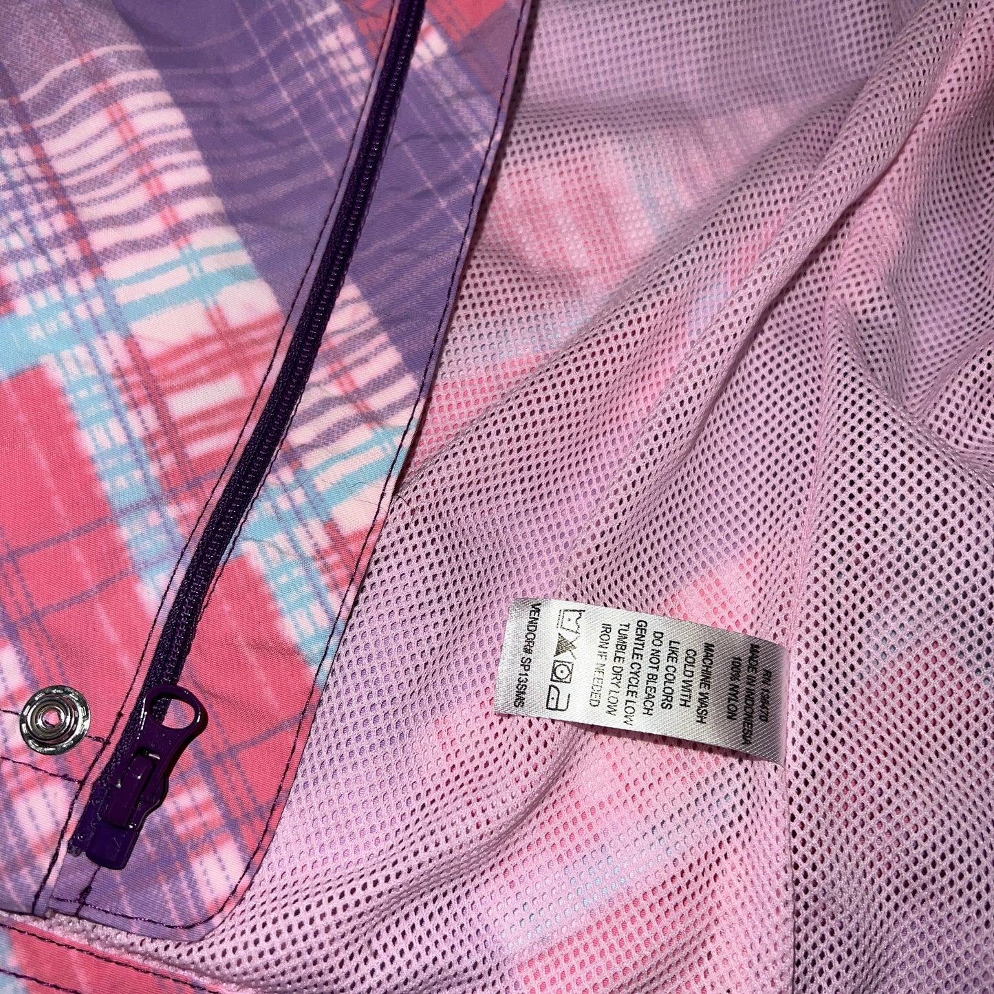 Children's Crocs Windwear Hooded Nylon Jacket - Size 5 Dahlia Plaid