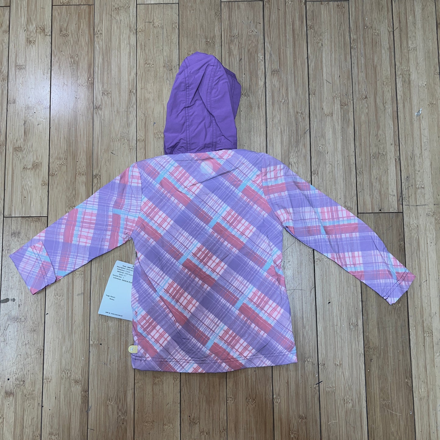 Children's Crocs Windwear Hooded Nylon Jacket - Size 5 Dahlia Plaid