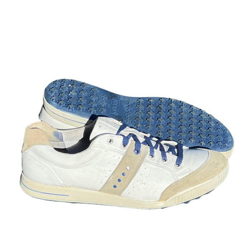 Men’s Ecco Street Premier Cleat-less Golf Shoe 44EU •White/Blue• Leather