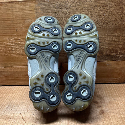 Men’s Ecco Biom Cleated Golf Shoe  43EU •White/Grey• Hydromax Yak Leather