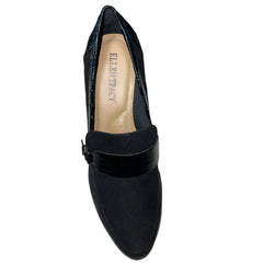 ELLEN TRACY Women's •Tessa•  Black Faux Suede Wedge Slip-on