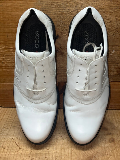 Men’s Ecco Cleated Golf Shoe • White Leather • Size 45