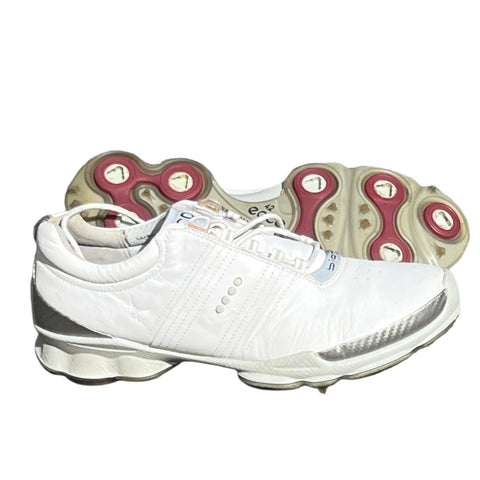 Men’s Ecco Biom Cleated Golf Shoe  42EU •White/Grey• Hydromax Yak Leather