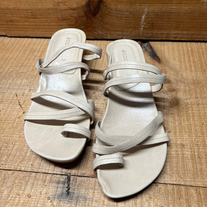 Women's Ecco low heeled toe-ring Stappy Slide 37  Beige Leather
