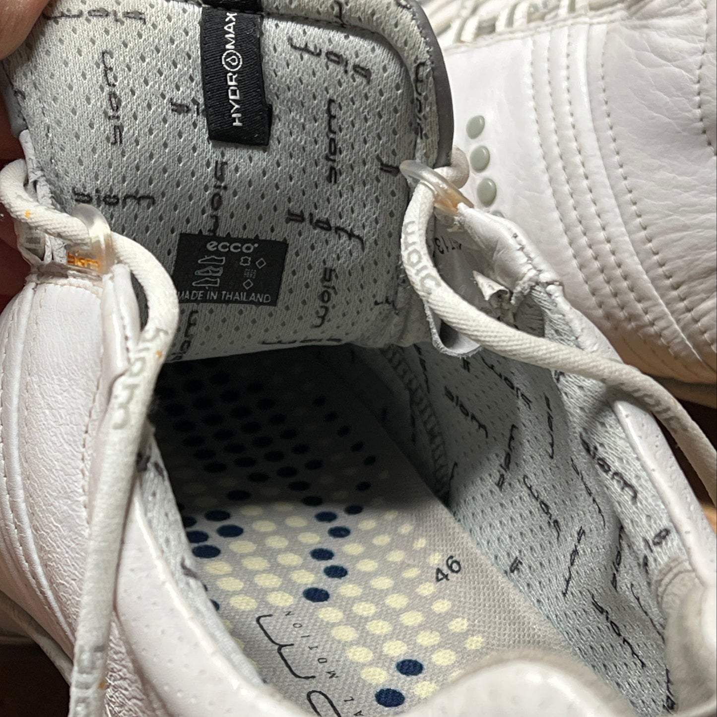 Men’s Ecco Biom Cleated Golf Shoe  46EU •White/Grey• Hydromax Yak Leather