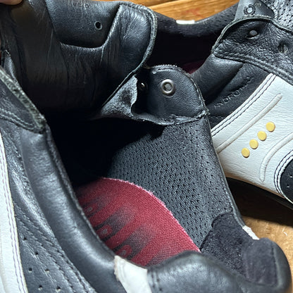 Men’s Ecco Hydomax Cleated Golf Shoe • Black/White Leather • Size 44