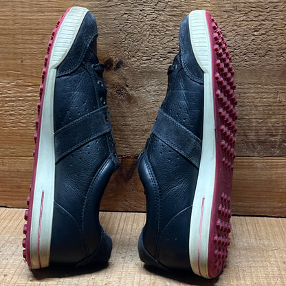 Men’s Ecco Street Premier Cleat-less Golf Shoe 46EU • Black/Red • Leather