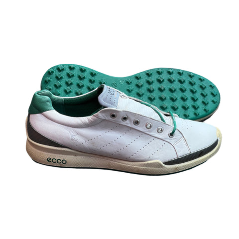 Men’s Ecco  Biom Spikeless Golf Shoes 45EU -White/Green- Hydromax Yak Leather