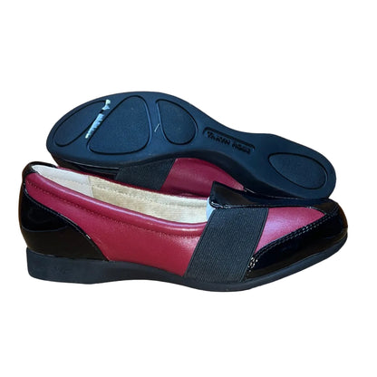 Women’s Taryn Rose - Traveler •Taurus •Leather Elastic-gore Slip on 6M  Red Napa /Black Patent