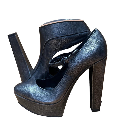 LUXURY REBEL Women's High Heeled Platform Mary-jane 37EU/US6.5-7  Space Grey Leather
