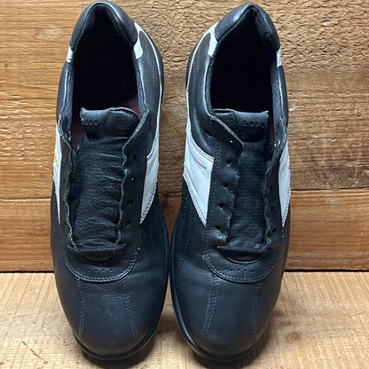 Men’s Ecco Hydomax Cleated Golf Shoe • Black/White Leather • Size 44