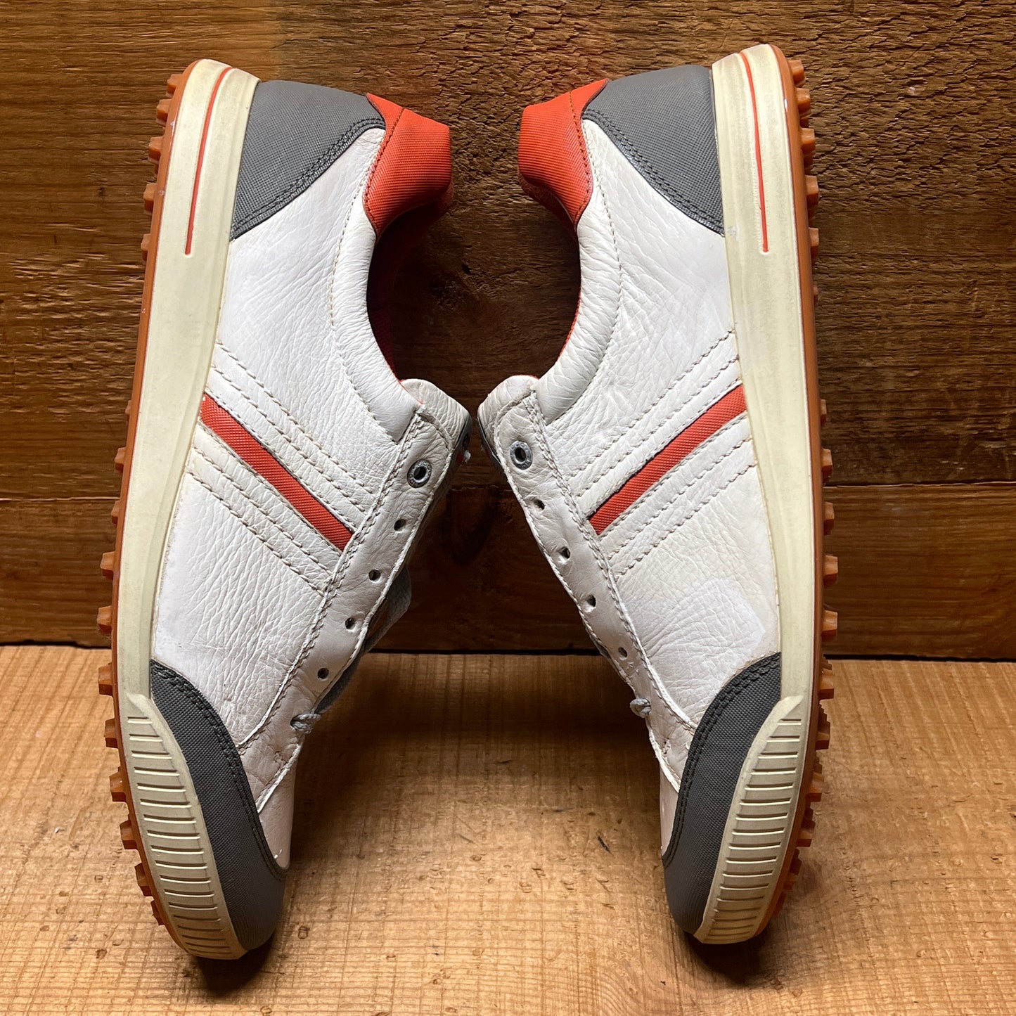 Men’s Ecco  Premier Cleat-less Golf Shoe 45EU •White/ Grey/Fanta• Hydromax  Leather