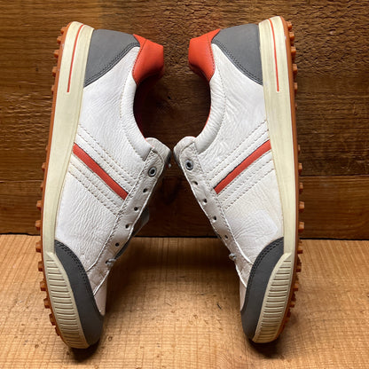 Men’s Ecco  Premier Cleat-less Golf Shoe 45EU •White/ Grey/Fanta• Hydromax  Leather