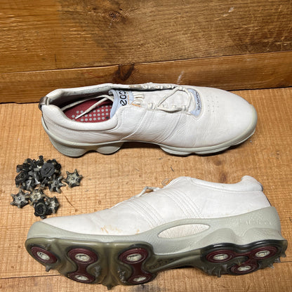 Men’s Ecco Biom Cleated Golf Shoe  46EU •White/Grey• Hydromax Yak Leather