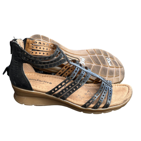 Women’s  Comfortiva Kaelin Gladiater Sandal  7.5W Black Leather
