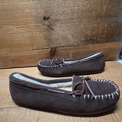 Women's Tamarac by Slippers International •Molly• Red Suede Leather Fleece-lined Moccasin 11