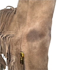 ISOLA Women's Tavora Tall Fringe Boot 8M Havana Brown Suede Leather