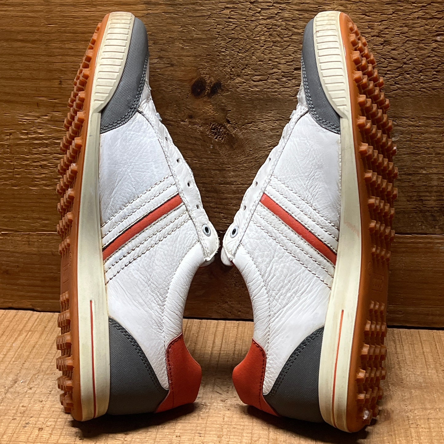 Men’s Ecco  Premier Cleat-less Golf Shoe 45EU •White/ Grey/Fanta• Hydromax  Leather