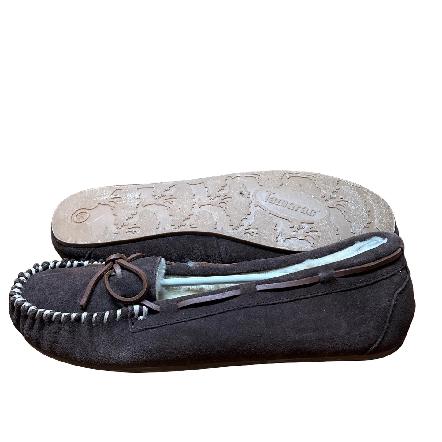 Women's Tamarac by Slippers International •Molly• Red Suede Leather Fleece-lined Moccasin 11