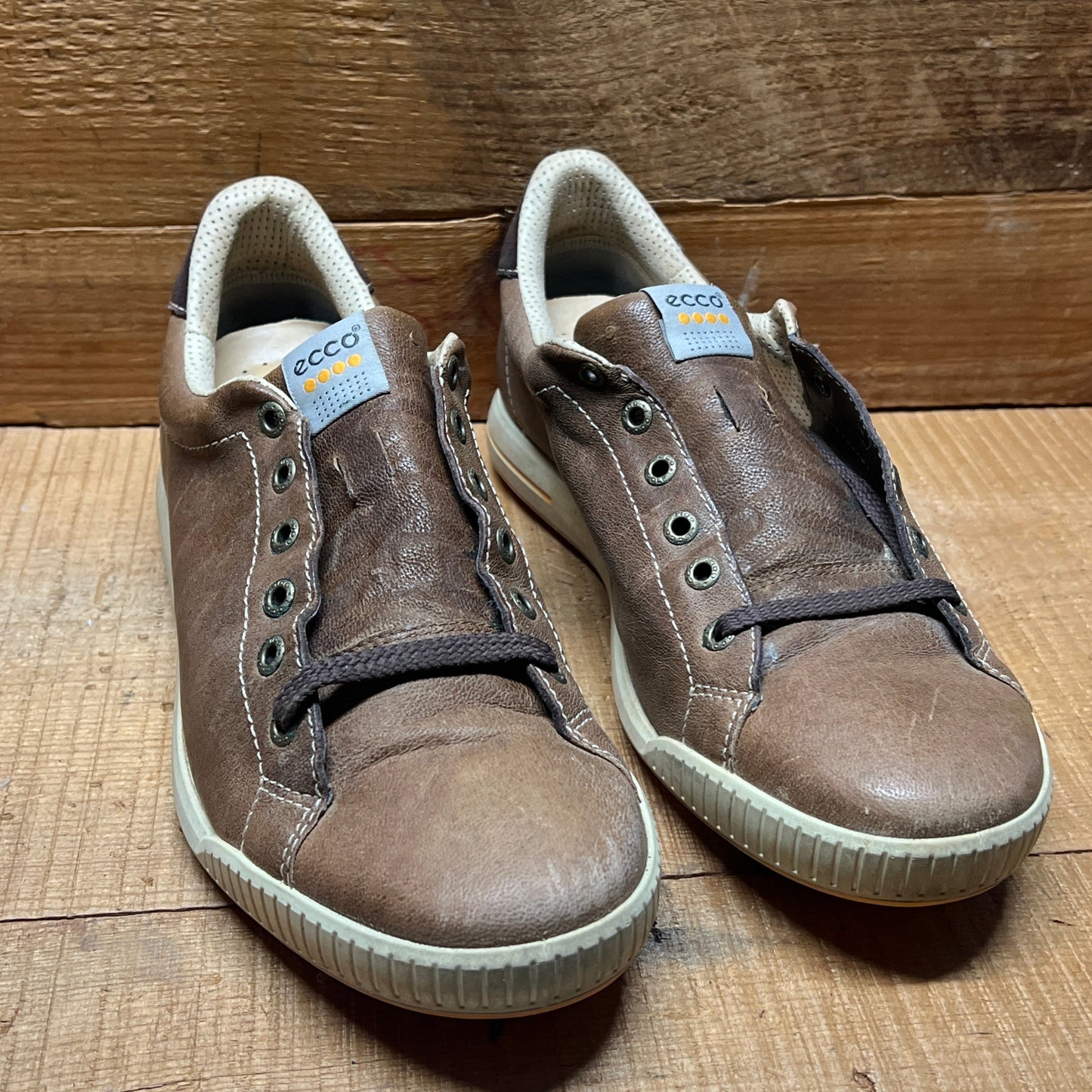 Men’s Ecco Street Premier Cleat-less Golf Shoe 44EU • taupe • Leather