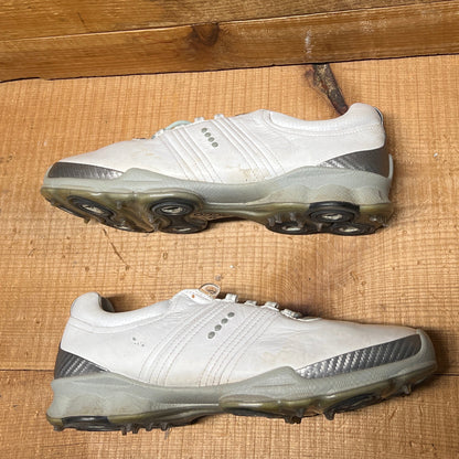 Men’s Ecco Biom Cleated Golf Shoe  43EU •White/Grey• Hydromax Yak Leather