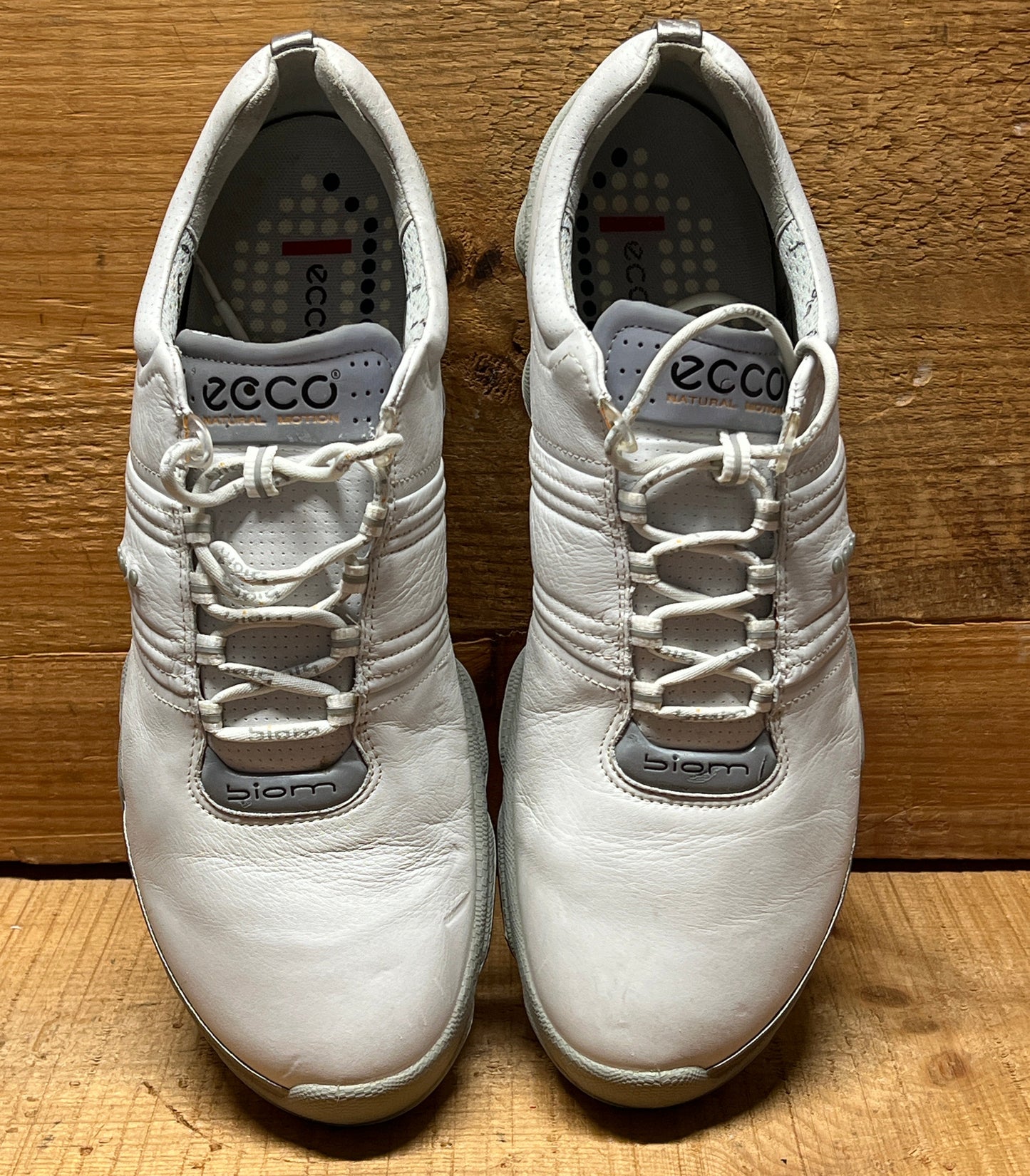Men’s Ecco Biom Cleated Golf Shoe  46EU •White/Grey• Hydromax Yak Leather