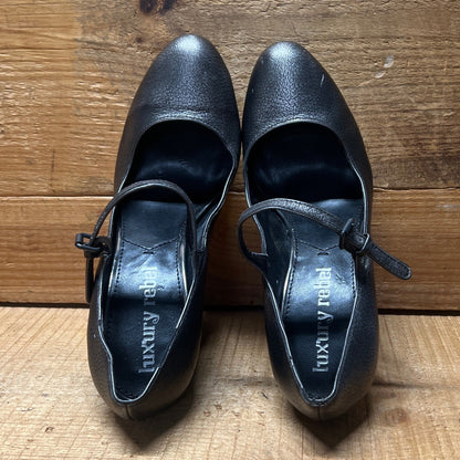 LUXURY REBEL Women's High Heeled Platform Mary-jane 37EU/US6.5-7  Space Grey Leather