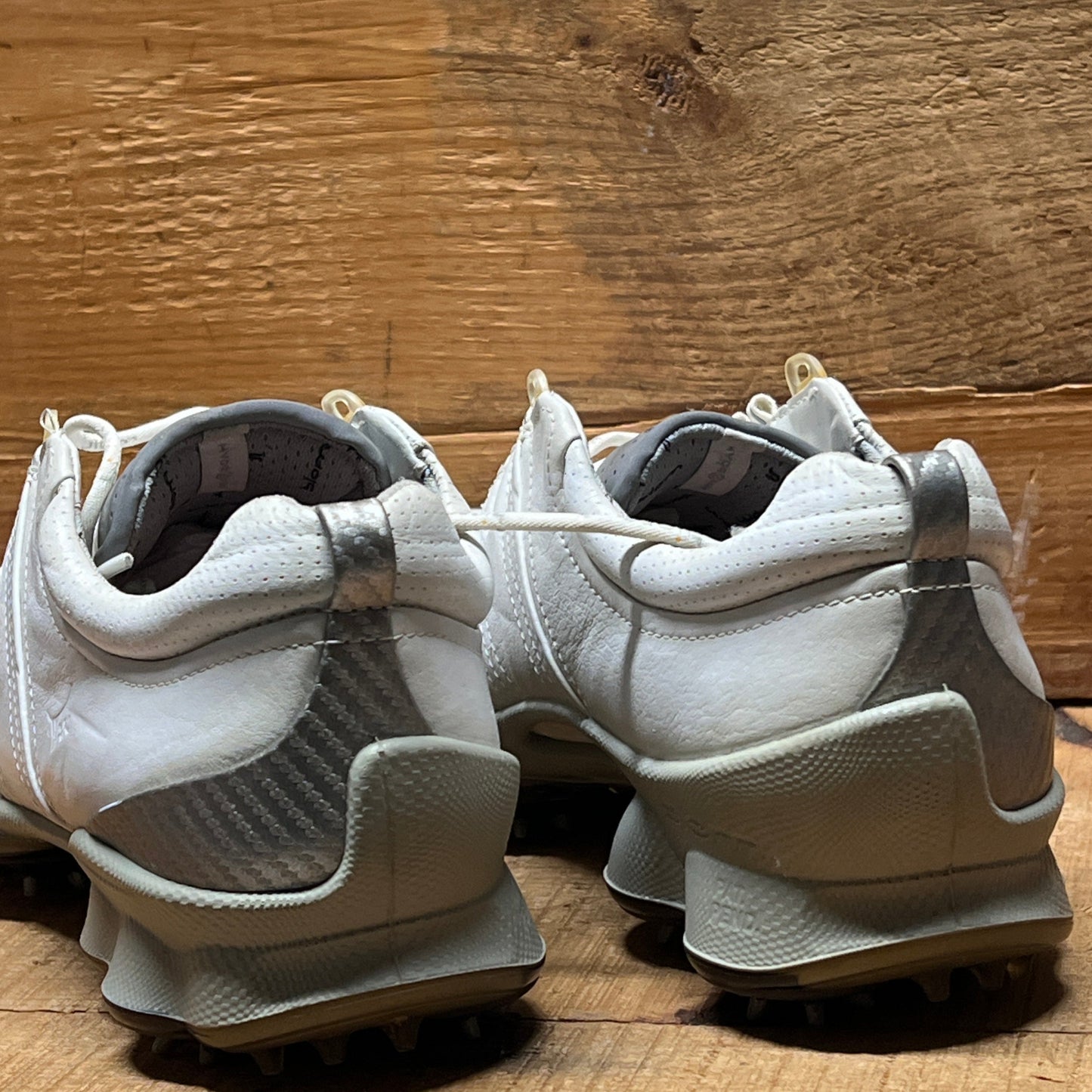 Men’s Ecco Biom Cleated Golf Shoe  44EU •White/Grey• Hydromax Yak Leather