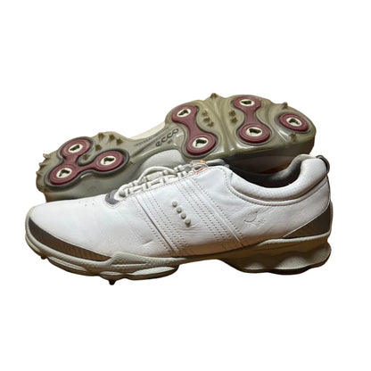 Men’s Ecco Biom Cleated Golf Shoe  46EU •White/Grey• Hydromax Yak Leather