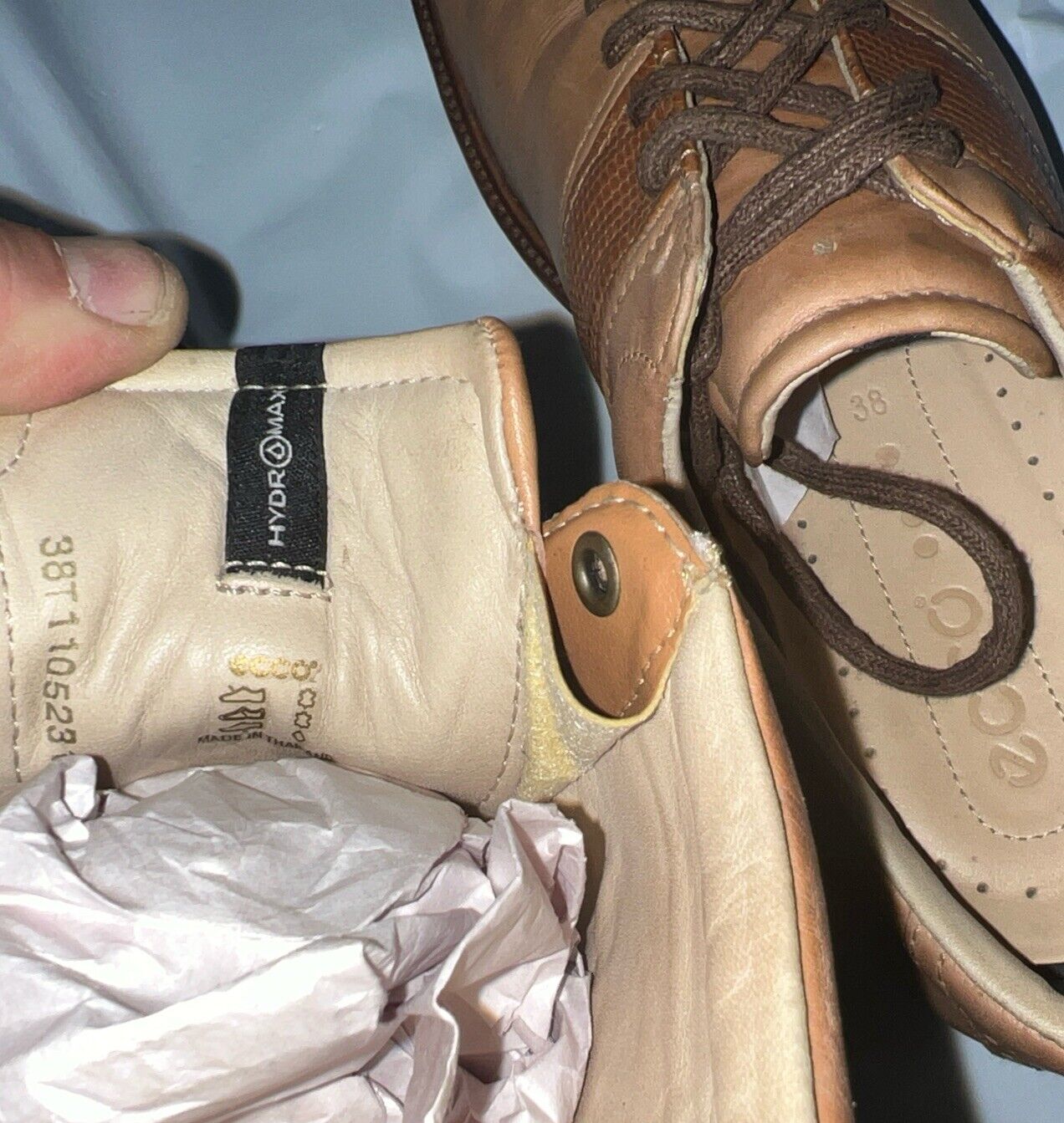 Women’s Ecco Tan Hydromax  Leather Spiked Golf Shoe 38