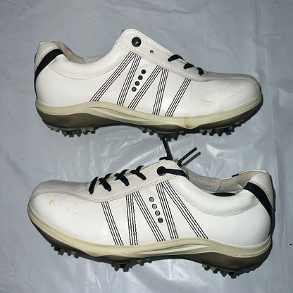Women’s Ecco Spiked Golf Shoe 39EU  White/Black Leather