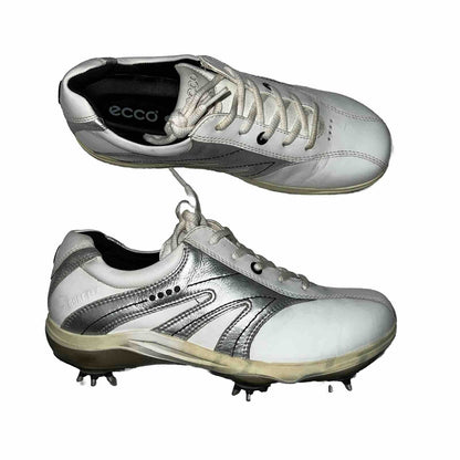 Women’s Ecco Spiked Golf Shoe 38EU  White/Silver Gortex Leather